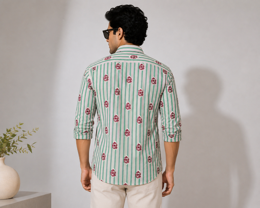 Stripe Floral Buti Print