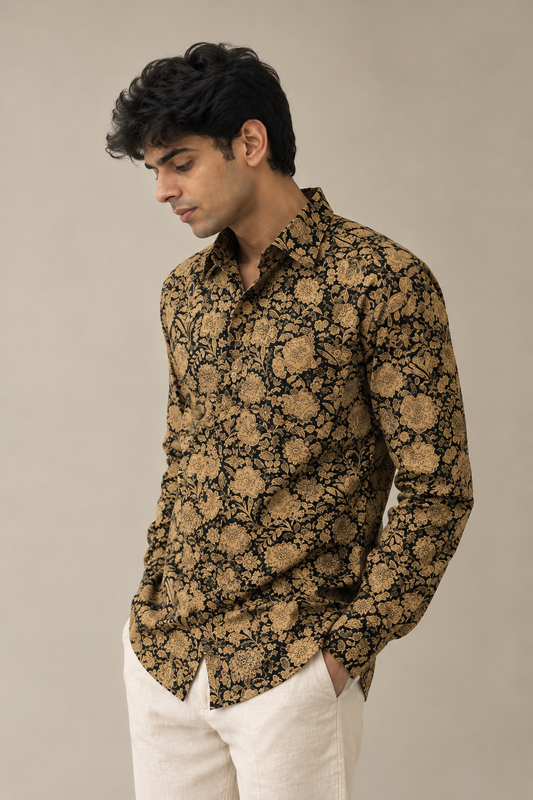 Black Floral Jaal Print