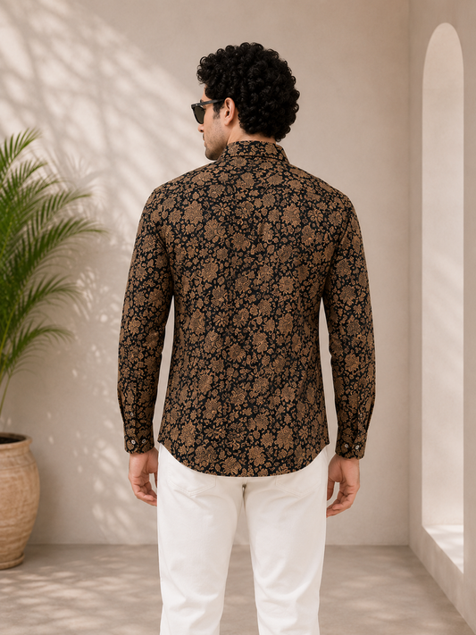 Black Floral Jaal Print