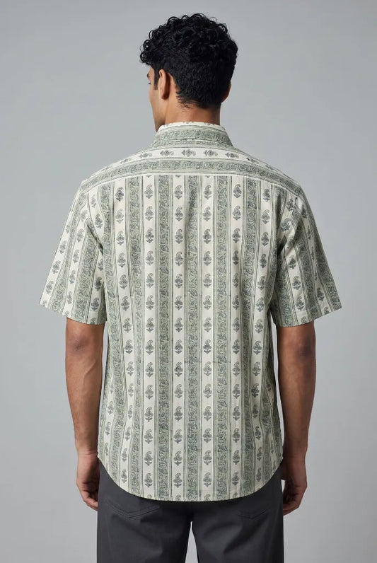 White Border Buta Print