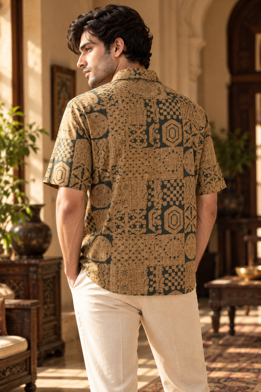 Aakaar – Hand-Printed Geometric Shirt
