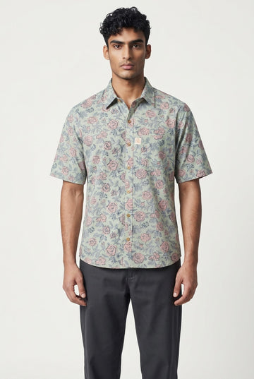Light Green Pink Buta Print